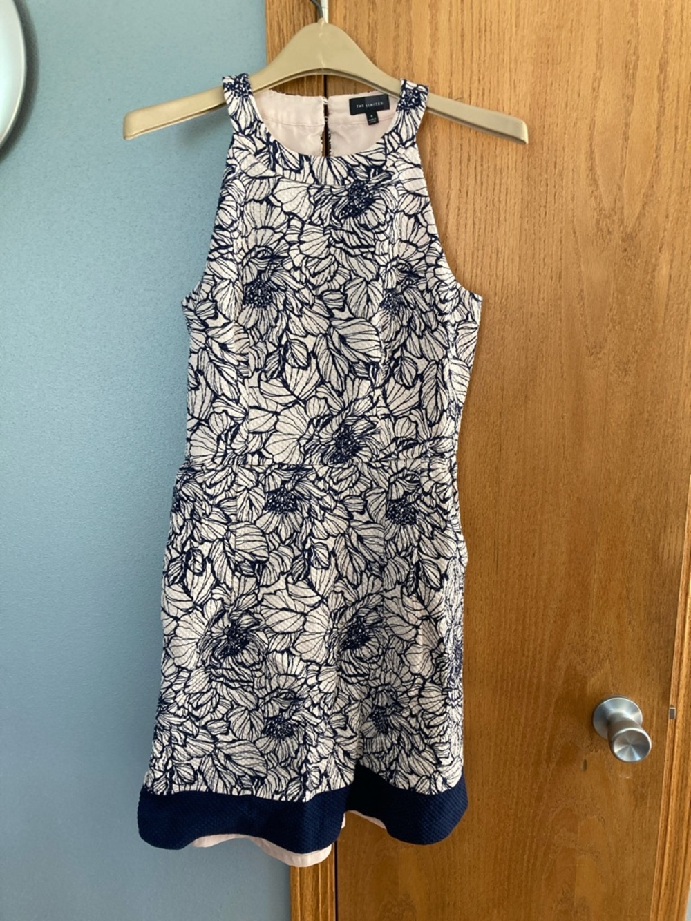 The Limited Navy and White Floral Halter Dress